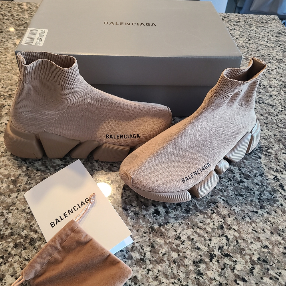 Balenciaga Women's Tan Sock Sneakers